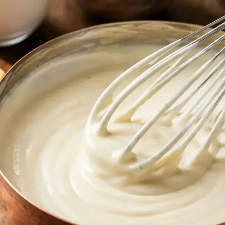 Creamy béchamel sauce in a bowl