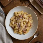 Pasta alla Gricia with crispy guanciale, Pecorino Romano and black pepper