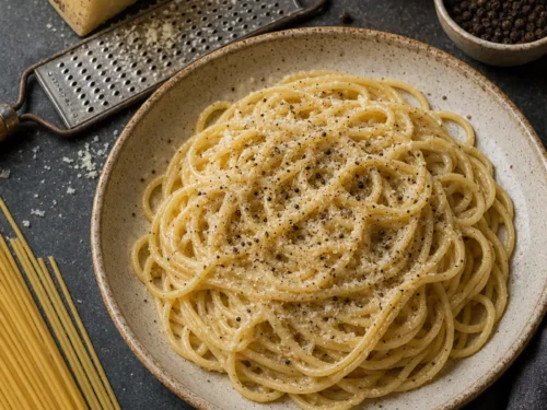 Cacio e Pepe tradizionale romana con Pecorino Romano e pepe nero