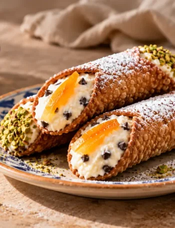 Cannoli Siciliani con ricotta, pistacchio e arancia candita