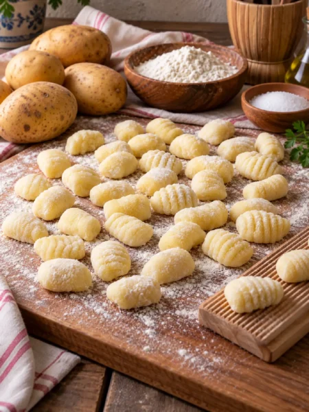 Homemade potato gnocchi without eggs