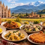 Piatti tipici della cucina lombarda con Risotto alla Milanese, cotoletta, pizzoccheri e specialità regionali
