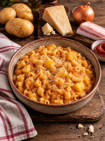 Pasta e Patate alla Napoletana cremosa con pasta mista e patate