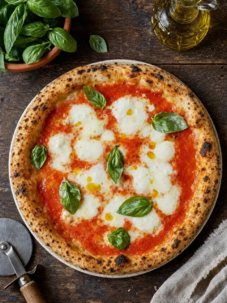 Pizza Margherita Napoletana con pomodoro, mozzarella e basilico