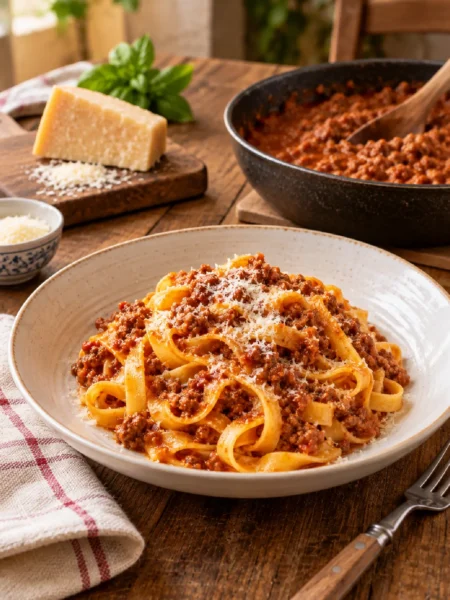 Tagliatelle al Ragù alla Bolognese con Parmigiano Reggiano