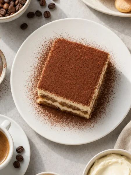Tiramisù tradizionale trevigiano con crema al mascarpone e cacao