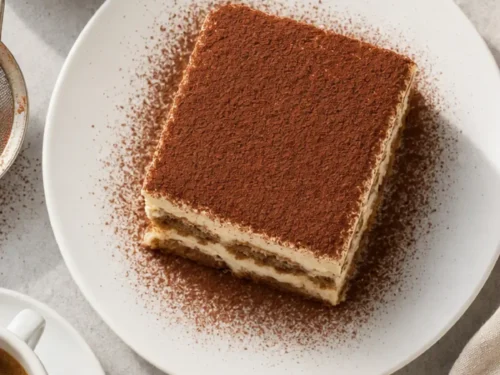 Tiramisù tradizionale trevigiano con crema al mascarpone e cacao