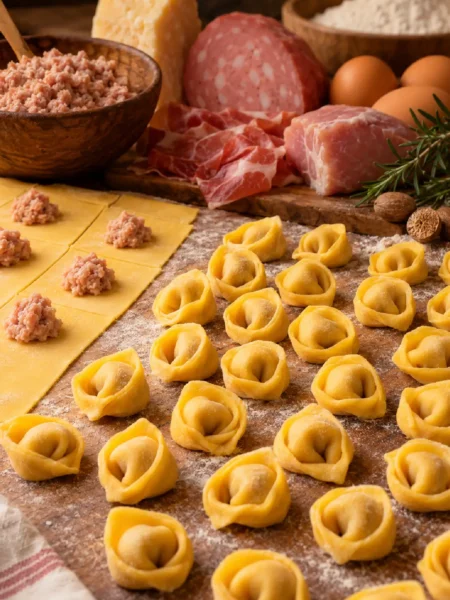 Tortellini alla Bolognese fatti in casa con pasta fresca all'uovo