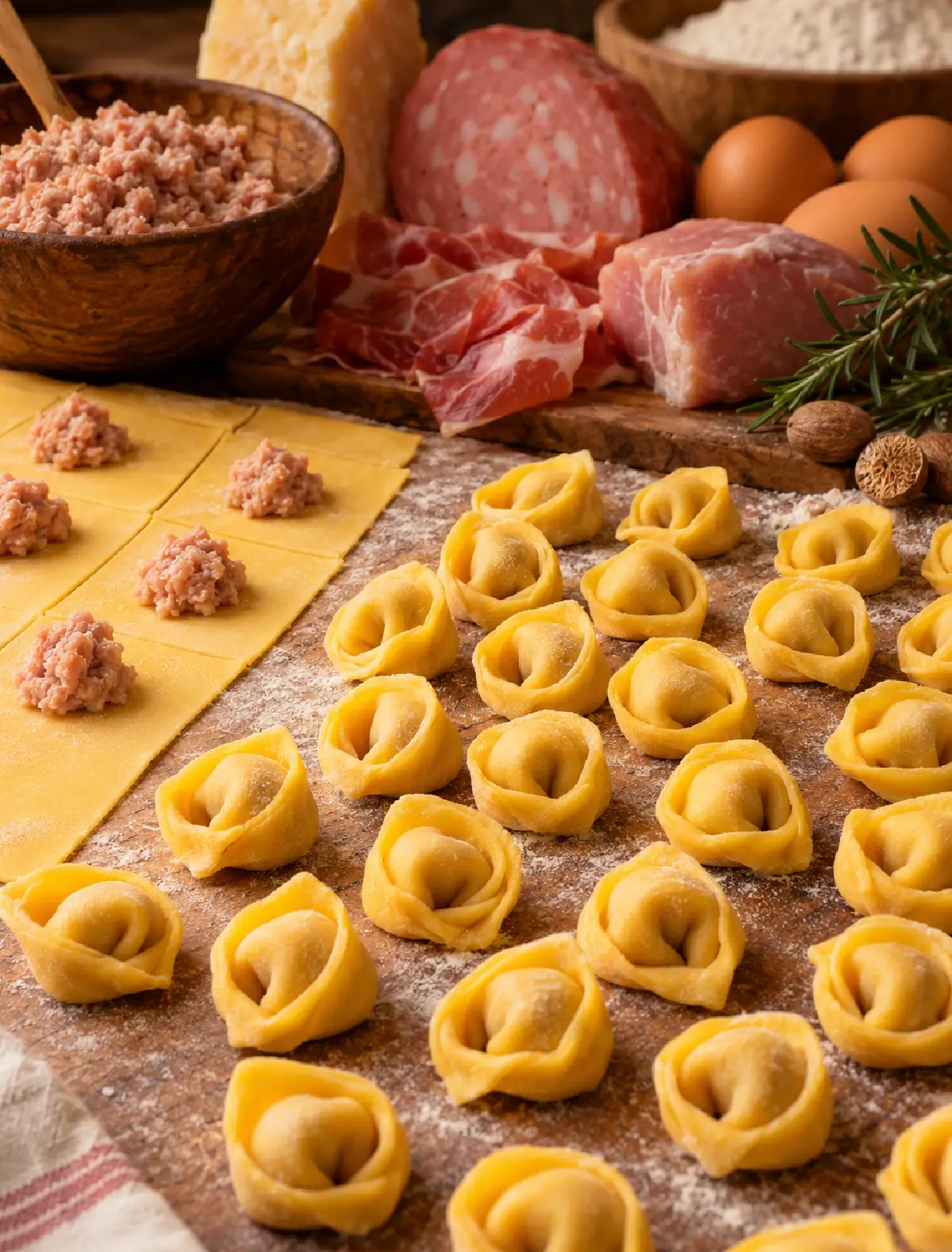 Tortellini alla Bolognese fatti in casa con pasta fresca all'uovo